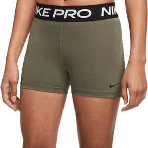 Nike Pro Womens 3" Dri-FIT Training Shorts Olive Green Black Size Extra Small XS